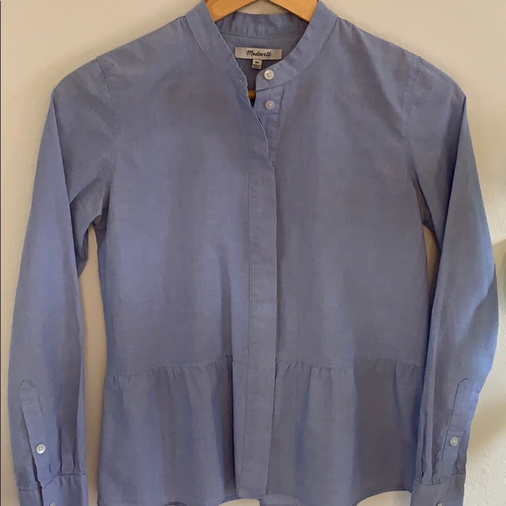 Madewell Lakeside Peplum Top Chambray